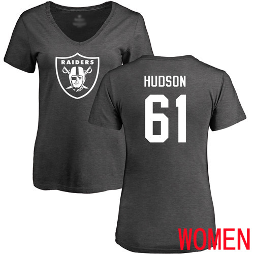 Oakland Raiders Ash Women Rodney Hudson One Color NFL Football #61 T Shirt